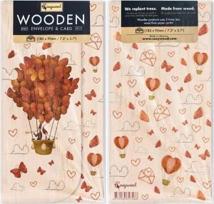 Cozywood Koperta upominkowa drewniana Ślub balon motyle 1
