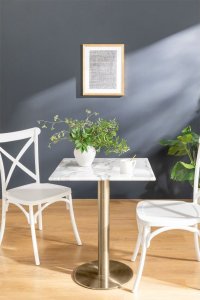 Stół barowy kawiarniany kwadrat marmur złoty szampan Deco 2