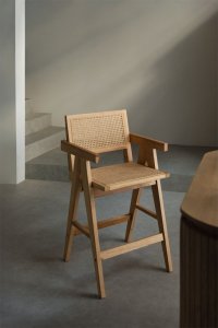 Krzesło barowe drewniane z podłokietnikami Kiemer 65 cm 1