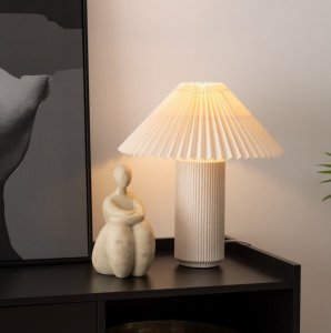 Lampa stołowa Beliani Lampa stołowa porcelanowa beżowa 38 cm 2