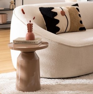 ModernHome Stolik pomocniczy boczny metalowy beżowy 2