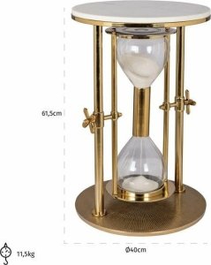 Stolik złoty z marmurem i klepsydrą Tempus 2