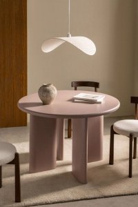 Okrągły stół do jadalni z MDF blady róż  120 cm 1