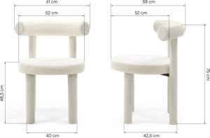 Krzesło do jadalni ecru/tapicerowane nogi 75x61x58 cm PEDRITA 8