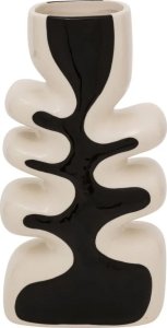 Wazon ceramiczny biało-czarny falisty Twis 28 cm 1