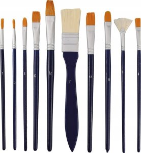 Zestaw artystycznych 10 pędzli z drewnianym uchwyt 2