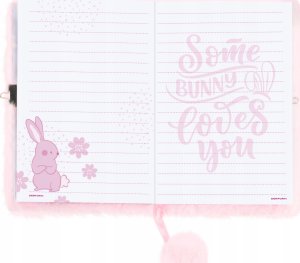 Pamiętnik pluszowy z kłódką różowy Królik DERFORM 4