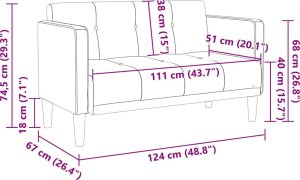 vidaXL Sofa dwuosobowa żółta 111 cm Tkanina 7