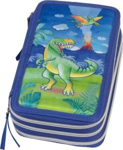 Piórnik trzykomorowy z wyposażeniem Dinosaur 1