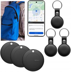 MiLi MiTag APL lokalizator czarny + czarne etui 3szt. IOS 12