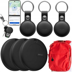 MiLi MiTag APL lokalizator czarny + czarne etui 3szt. IOS 13