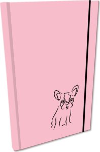 Notes A5 z gumką gładki Soft Touch Buldog różowy 1