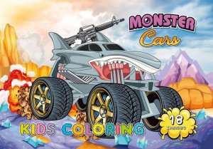 Kolorowanka A4 18 obrazków Monster cars 1