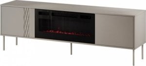 Szafka RTV EF + kominek czarny TRESSE 180x40x54,5 kaszmir mat 1