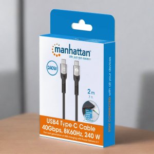 Kabel USB Manhattan USB-C - USB-C 2 m Czarny (356381) 4