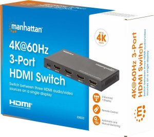 Manhattan Switch 3x HDMI 2.0 4K60Hz 3-Portowy Przełącznik HDMI Automatyczny 2