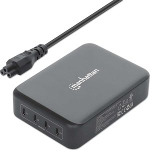 Ładowarka Manhattan 4-Port GaN USB Power Delivery-Ladestation PD 3.1 Vier USB-C PD-Ports mit bis zu 140W pro Port 240 W Gesamtleistung schwarz 2