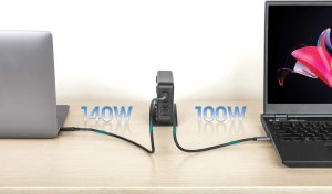 Ładowarka Manhattan 4-Port GaN USB Power Delivery-Ladestation PD 3.1 Vier USB-C PD-Ports mit bis zu 140W pro Port 240 W Gesamtleistung schwarz 4