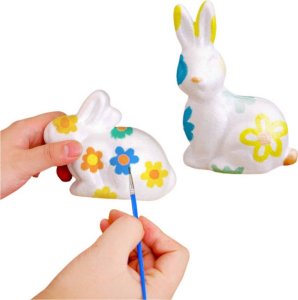 LeanToys Zestaw Do Malowania Styropianowych Ozdób 4 Zające Farby Pędzelek LEAN TOYS 3
