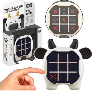 Gra Elektroniczna 3w1 Kółko i Krzyżyk Memory Krowa Biało Czarna LEAN Toys 1