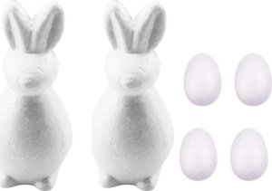 LeanToys Zestaw Do Malowania Styropianowych Ozdób 2 Zające 4 Jajka Farby LEAN TOYS 2