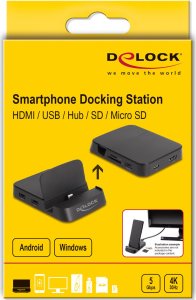 DeLOCK Stacja dokująca do smartfona 4K ze zintegrowanym uchwytem - HDMI/USB/Hub/SD/Micro SD dla systemu Android lub Windows 2