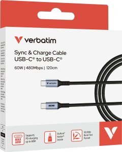 Kabel USB Verbatim USB-C - USB-C 1.2 m Czarny (31845) 6