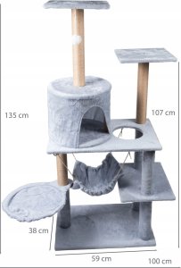 Drapak dla kota legowisko wieża domek 5 poziomów szary 8