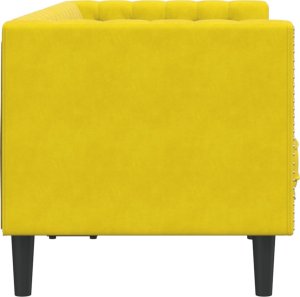 vidaXL Sofa Chesterfield z wałkami, dwuosobowa, żółta, aksamit 5