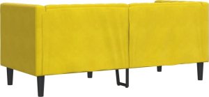 vidaXL Sofa Chesterfield z wałkami, dwuosobowa, żółta, aksamit 6