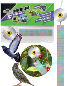 Odstraszacz Ptaków Szpaków Kosów Gołębi Dzięciołów Odblaskowa Taśma na Ptaki "Bird Reflect" 1