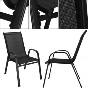Krzesła ogrodowe 2 szt. zestaw metalowe do 120 kg, na taras balkon czarne UNIWERSALNY 14