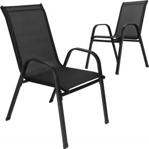 Krzesła ogrodowe 2 szt. zestaw metalowe do 120 kg, na taras balkon czarne UNIWERSALNY 17