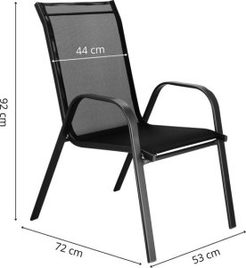 Krzesła ogrodowe 2 szt. zestaw metalowe do 120 kg, na taras balkon czarne UNIWERSALNY 24