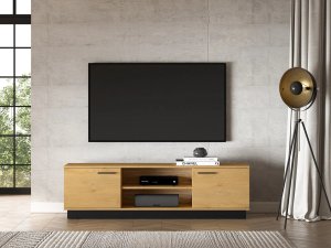 Szafka RTV BRONX 2D 170cm dąb/czarna ML MEBLE 4