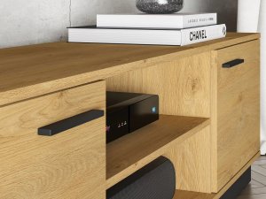 Szafka RTV BRONX 2D 170cm dąb/czarna ML MEBLE 6