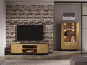 Szafka RTV BRONX 2D 170cm dąb/czarna ML MEBLE 7