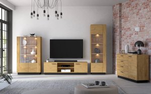 Szafka RTV BRONX 2D 170cm dąb/czarna ML MEBLE 8