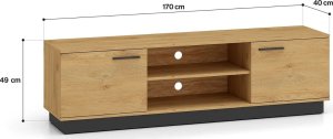 Szafka RTV BRONX 2D 170cm dąb/czarna ML MEBLE 9