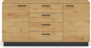 Komoda BRONX 2D4S 170cm dąb/czarna ML MEBLE 2
