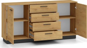 Komoda BRONX 2D4S 170cm dąb/czarna ML MEBLE 3