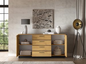 Komoda BRONX 2D4S 170cm dąb/czarna ML MEBLE 5