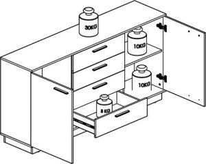 Komoda BRONX 2D4S 170cm dąb/czarna ML MEBLE 10