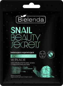 Bielenda Snail beauty secrets Balansująco - regenerująca czarna maska w płacie, 1 szt. 1