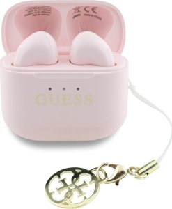 TWS Guess Glossy Effect Printed Classic Logo & Charm Pink Headphones 1