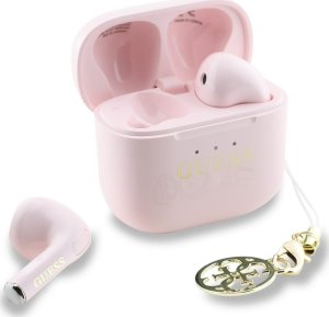 TWS Guess Glossy Effect Printed Classic Logo & Charm Pink Headphones 2