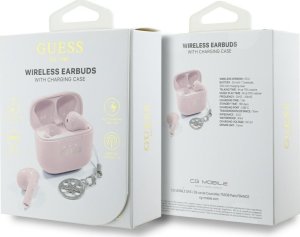 TWS Guess Glossy Effect Printed Classic Logo & Charm Pink Headphones 6