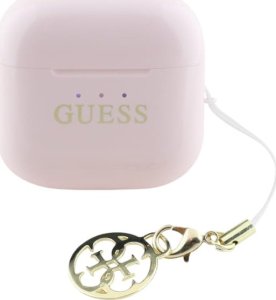 TWS Guess Glossy Effect Printed Classic Logo & Charm Pink Headphones 8