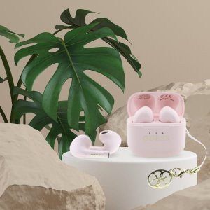 TWS Guess Glossy Effect Printed Classic Logo & Charm Pink Headphones 9