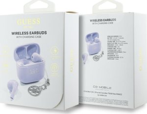 TWS Guess Glossy Effect Printed Classic Logo & Charm Lavender Headphones 6